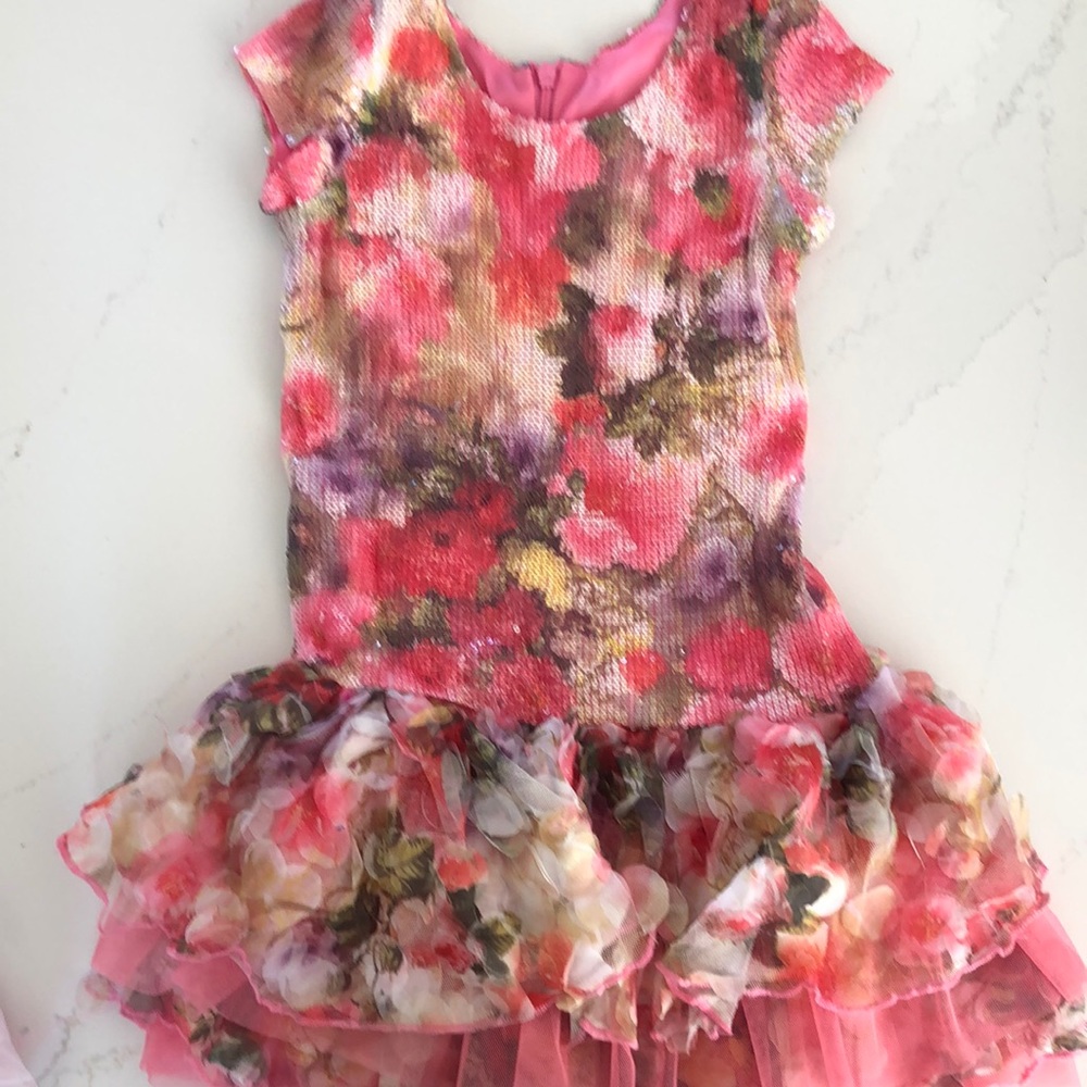 GORGEOUS sequinned and tule floral dress